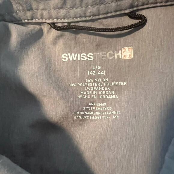 Men's Swiss Tech Button Up Tech Hiking Shirt Size L Grey Travel Gorpcore Preppy - Picture 4 of 13